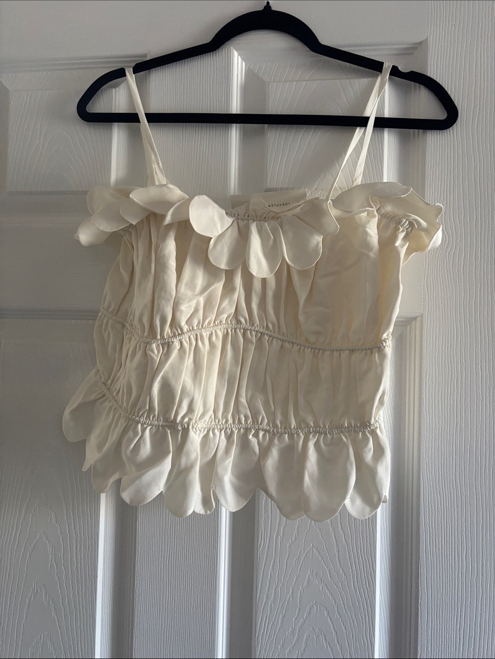 Loeffler Randall Cream Petal-Trim Spaghetti Strap Cami